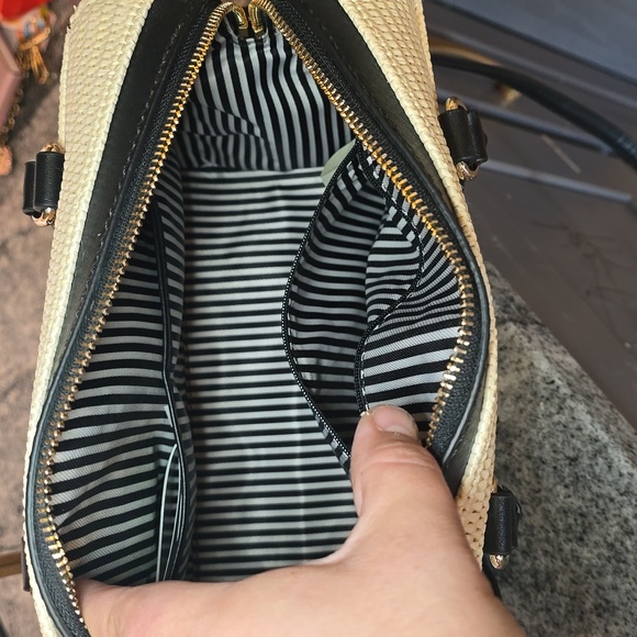 Kate Spade New York Woven Straw Bag with Leather Trim and Bow - Picture 7 of 8